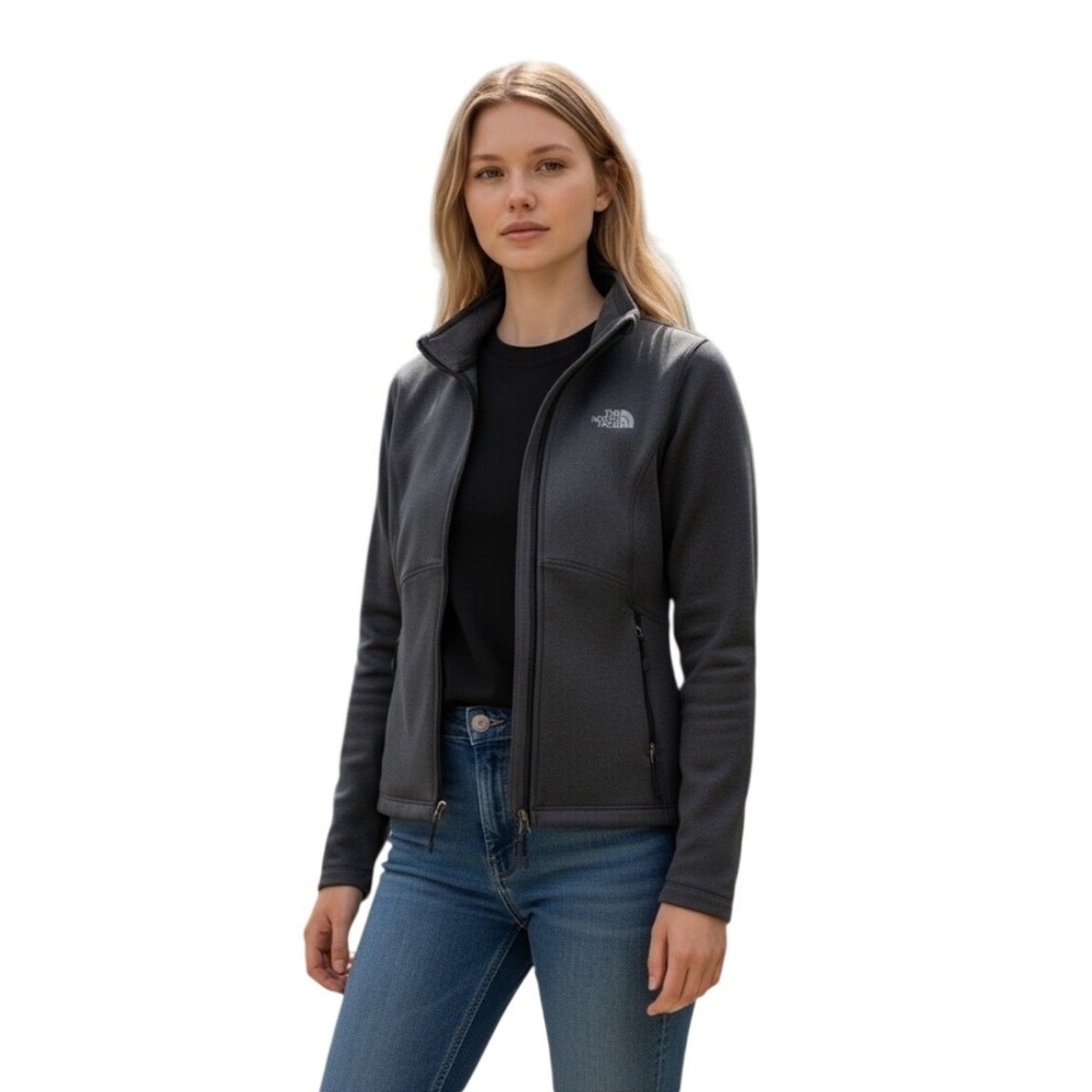 The North Face‎ Agave Full Zip Fleece Jacket Charcoal Gray Heather Womens Medium